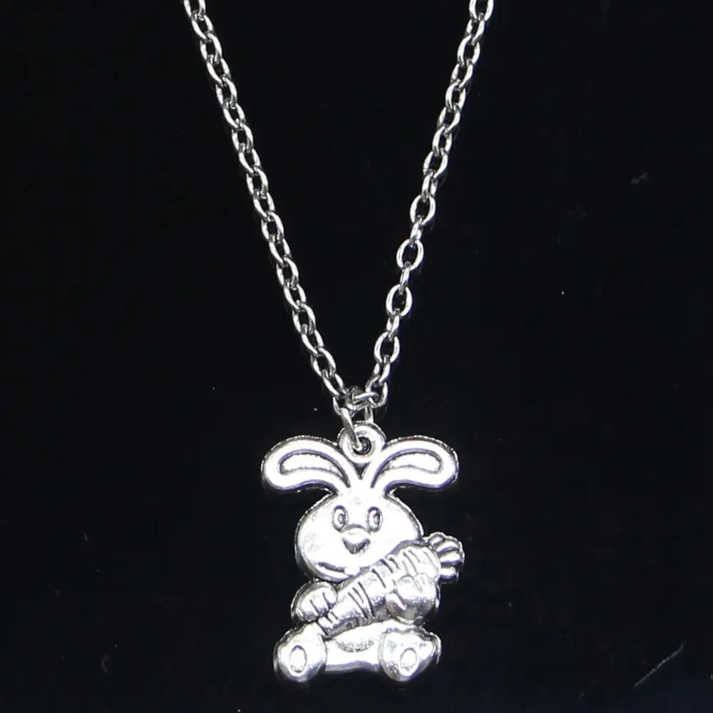 20pcs New Fashion Necklace 21x15mm rabbit bunny carrot easter Pendants Short Long Women Men Colar Gift Jewelry Choker