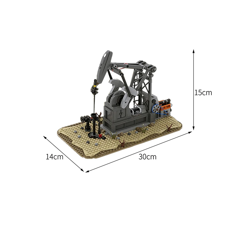 Functioning Oil Pump Jack Oil Derrick Rig Mechanical Excavating Building Model Kit MOC Brick STEM Toy for Kids Christmas Gift