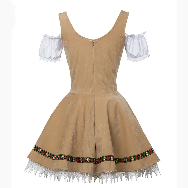 Dame Khaki Deutsch Oktoberfest Kostüm traditionelle bayerische Dirndl Kleid Bier Mädchen Cosplay Karneval Halloween Phantasie Party Outfit