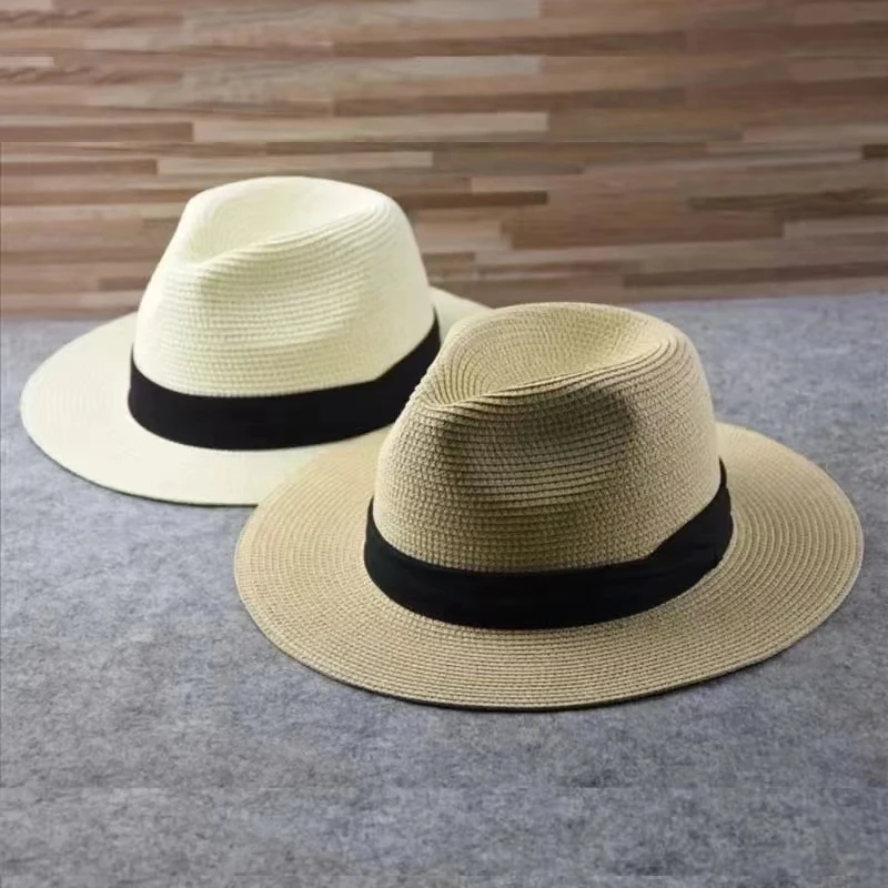 Male Foldable Big Head Straw Hat Panama Summer Outdoors Cowboy Hat Sandy Beach Sun Hats Man Plus Size Fedora Hat 57CM 60CM 64CM