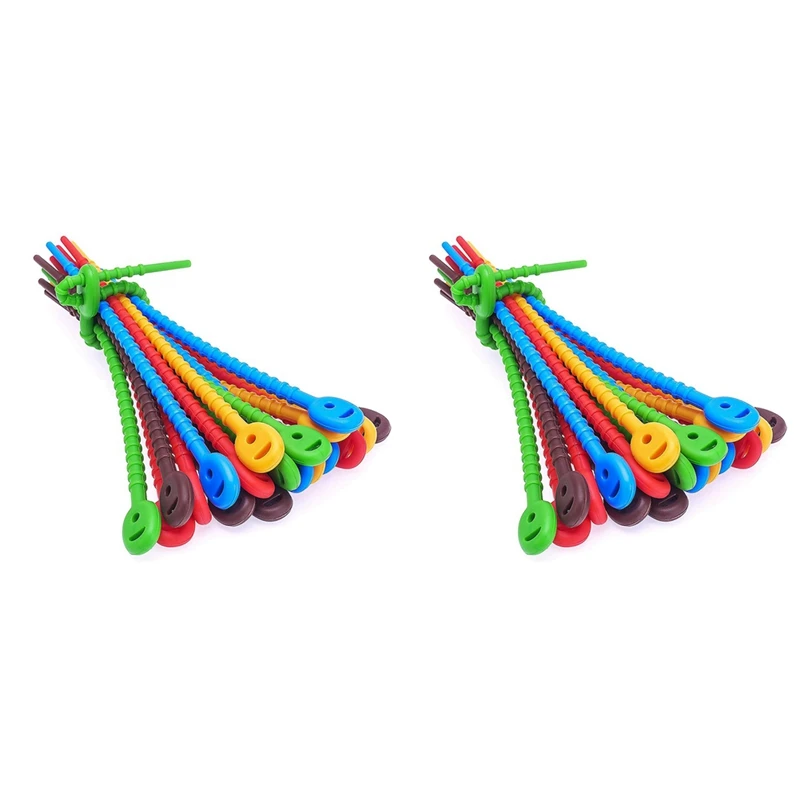 

60 PCS Silicone Cable Ties,Durable Zip Ties, Bag Seal Clips, Cable Straps, Bread Ties, Rubber Twist Ties For Home Office