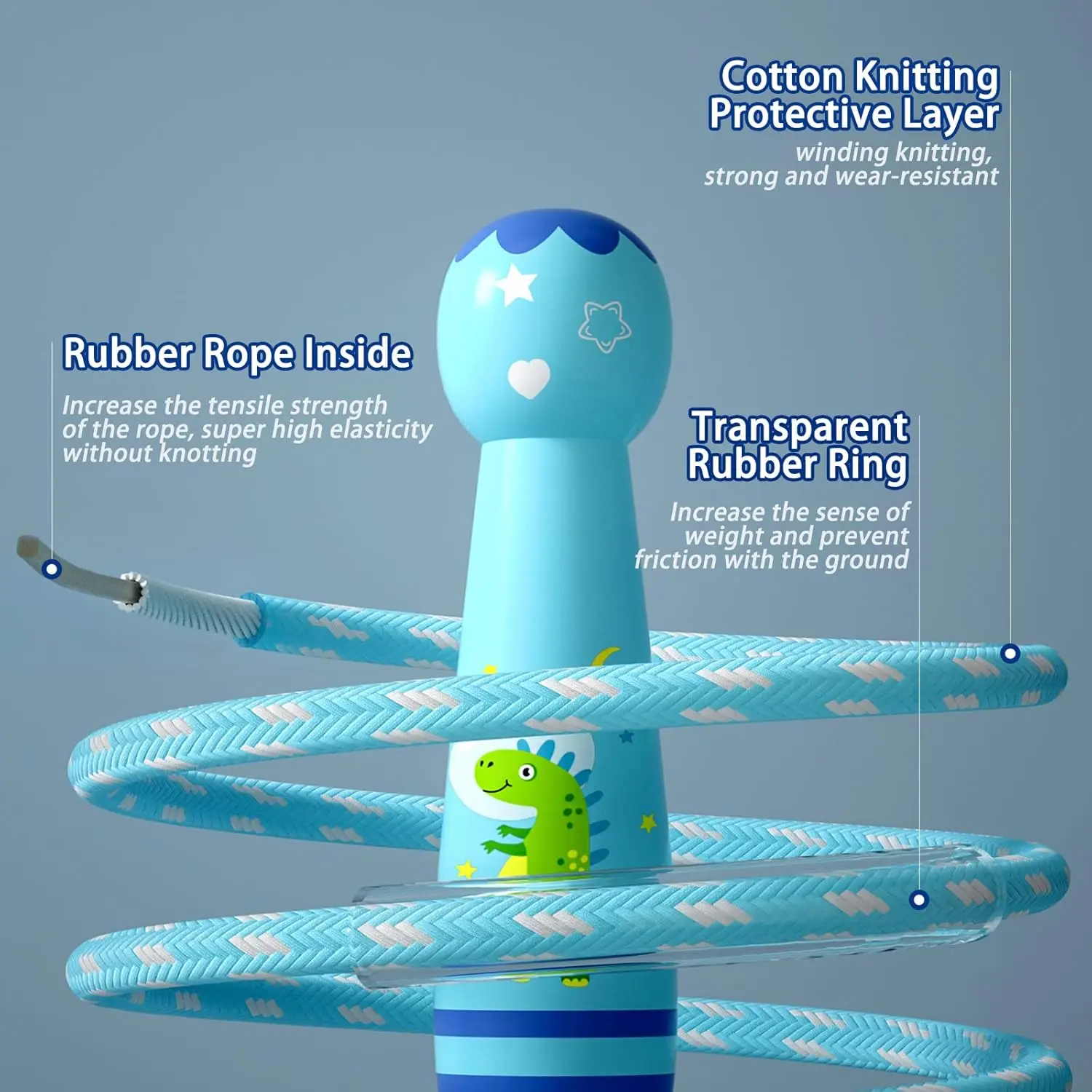 Verstellbares Kinder-Springseil – geflochtenes Springseil aus Baumwolle mit Holzgriff für Kleinkinder, Jungen und Mädchen, Fitness-Workout für Anfänger – Detail 9