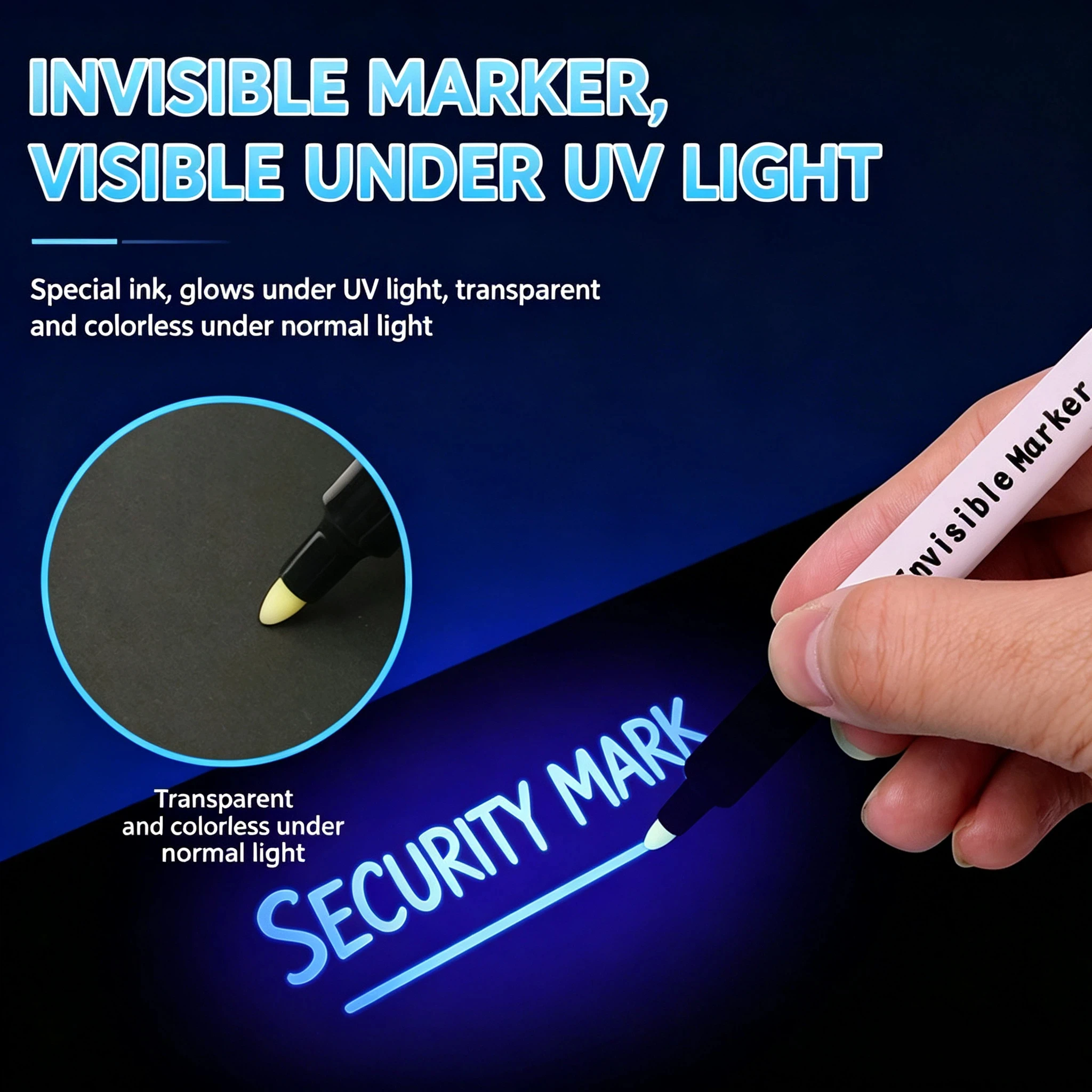 Invisible Ink Marker Pen Waterproof Permanent Anti-tamper Security Marker Secret Code Pen Ultraviolet Fluorescent Pen UV