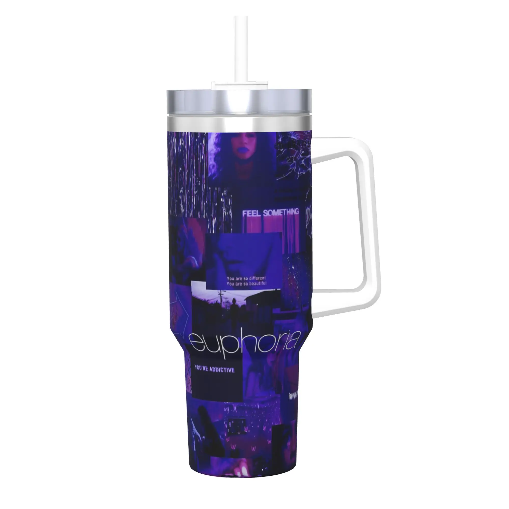 Euphorias Saison 3 – Tasse isotherme sous vide, gourde de voyage, mug d'extérieur pour boissons chaudes et froides 40oz