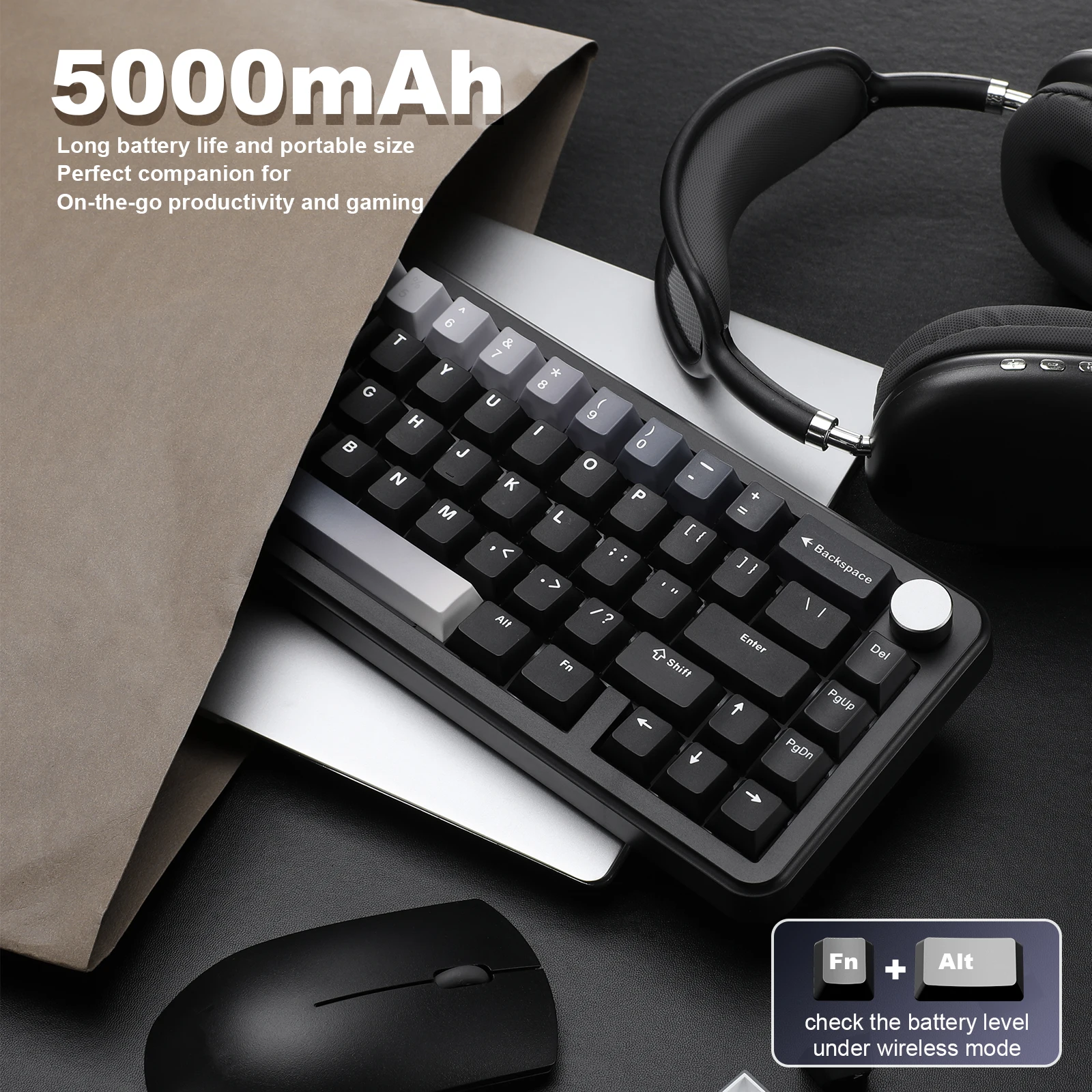 Imagem -04 - Teclado Mecânico sem Fio Preto Teclado Cremoso para Win e Mac Tri-mode bt 5.0 2.4ghz Usb-c Junta de Troca Quente Montada Yunzii-b68