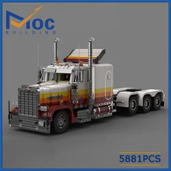 MOC Building Block Peterbilt 389 Tri Axle Truck Technology Bricks DIY Assembled Model Transport Toys Children's Holiday Gifts