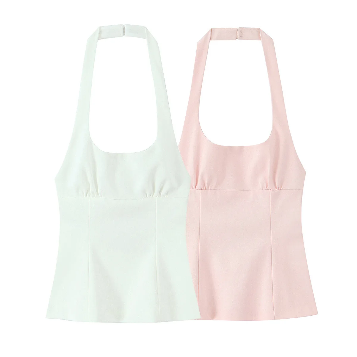 Faionable Knoop Versierd Zomer Nieuwe Aankomst Damesvest Kleine Top Hangende Kraag Ne Design Europese Sle