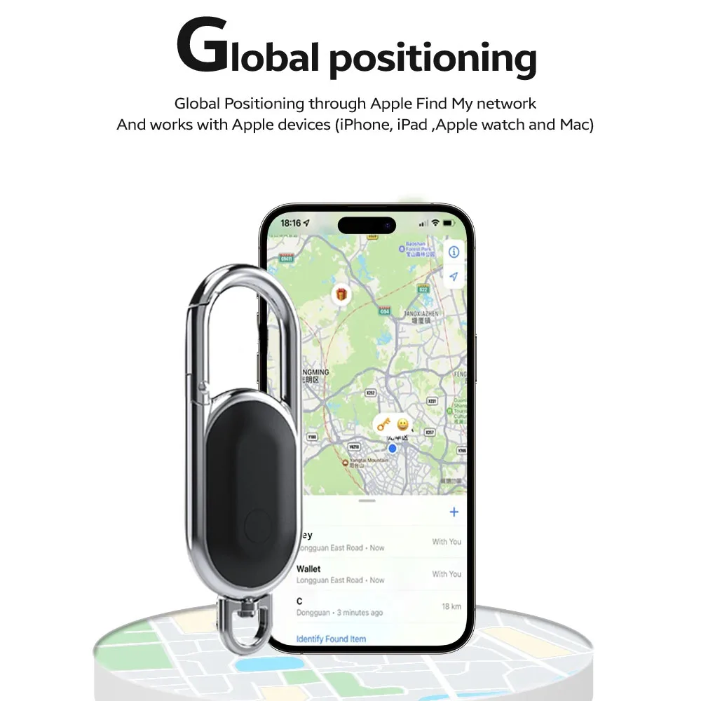 Smart Bluetooth Anti-Lost Airtag Schlüsselanhänger Alarm GPS Apple Find My Key Tracker Finder Karabiner Schlüsselanhänger Schlüsselanhänger