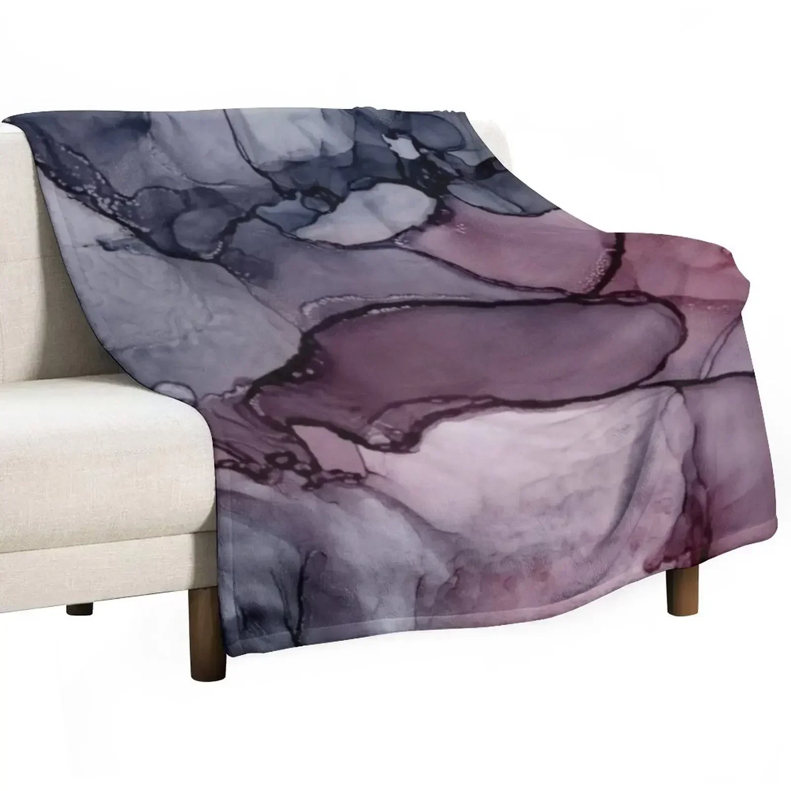 Payne's Grey Mauve Pink Abstract art Throw Blanket Flannel Personalized Gift Blankets