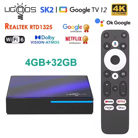 Ugoos SK2 Smart TV Box Google TV Realtek RTD1325 4GB 32GB WIFI6 BT5.2 4K Set Top Box Google TV Dolby vision