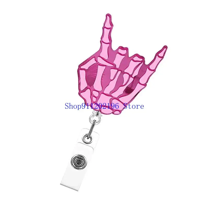 

P82A Acrylic Badge Reels Carabiner Badge Holder Reel Skull Retractable Keychain