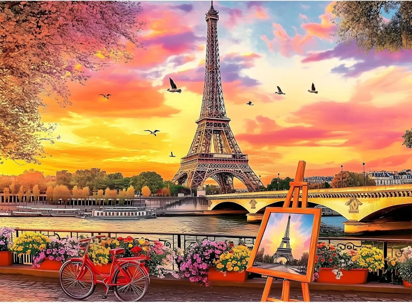 باريس رسم 300/500/520/1000 قطعة غروب الشمس الفن بانوراما الألغاز تدريب الدماغ تحدي ألعاب تعليمية للبالغين والأطفال
