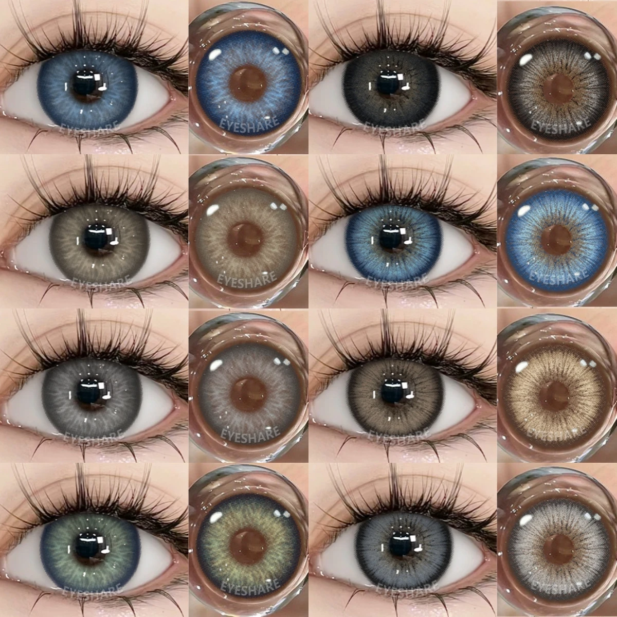 EYESHARE 1 Paar braune farbige Kontaktlinsen für Augen, natürliche Kontaktlinsen mit blauen Augen, graue Kontakte, jährliche Verwendung, grüne Pupillen