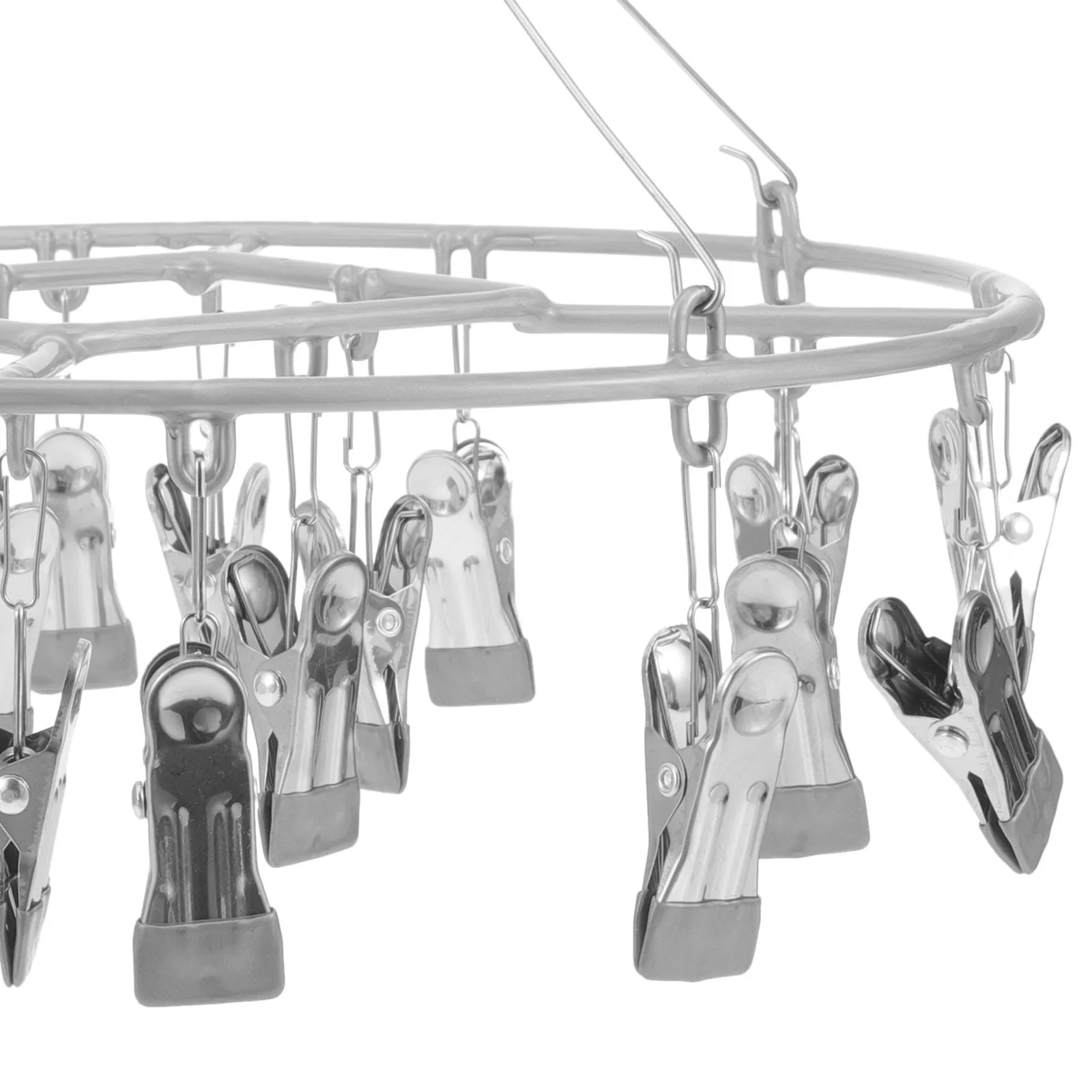 

Windproof Stainless Steel Sock Hanger 20 Clips Laundry Drying Rack Multifunction Clip Hanger for Socks Underwear Pants Hats