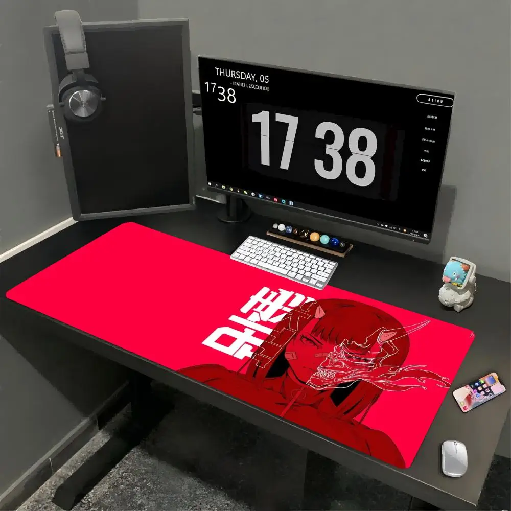 Anime Girl KON XXL Gaming Mouse Pad Red Black Dark Horror Manga Art Deskmat Non-Slip Rubber Keyboard Mat Large Table Mousepad