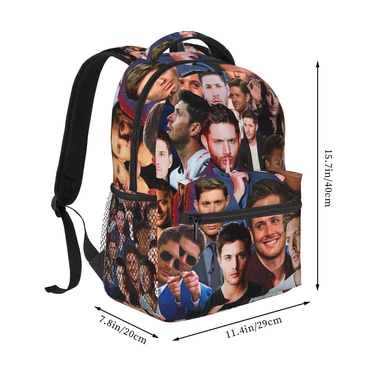 Jensen Ackles Photo Collage Student Backpack School Bag Hiking Travel Daypack for Men Women Fashion Bookbag Shoulder Bags