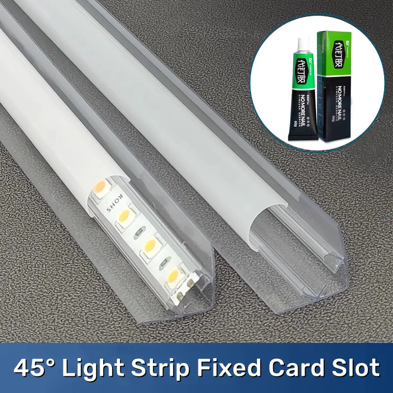 

Led Light Strip Installation Fixed Wire Slot 45 Degree Luminous PVC Transparent Channel Ceiling Corner Plastic Hard Bar Light