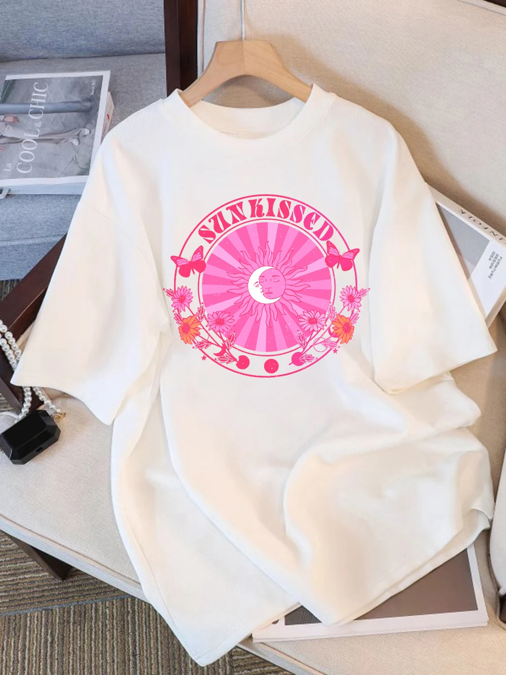 

Women T-Shirt Cotton Summer Sun Kissed Print Short Sleeve Tees Loose O-Neck Soft Comfortable Tops Holiday Casual Woman Clothes