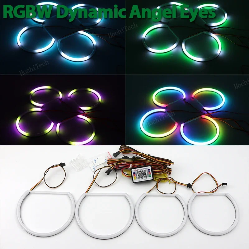 

RGBW multi-color Remote Control Ring Angel Eyes LED Headlight Light Ring for BMW E46 1998-2002 Revolving Dynamic Sequential