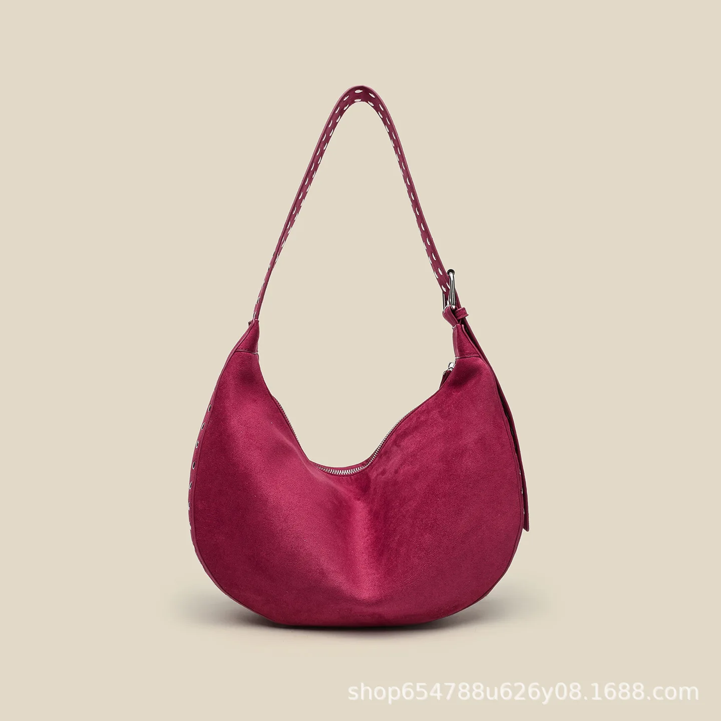 

New retro imitation suede French rivet crescent dumpling ape bag luxury lazy autumn and winter Korean Sle shoulder crossbody bag