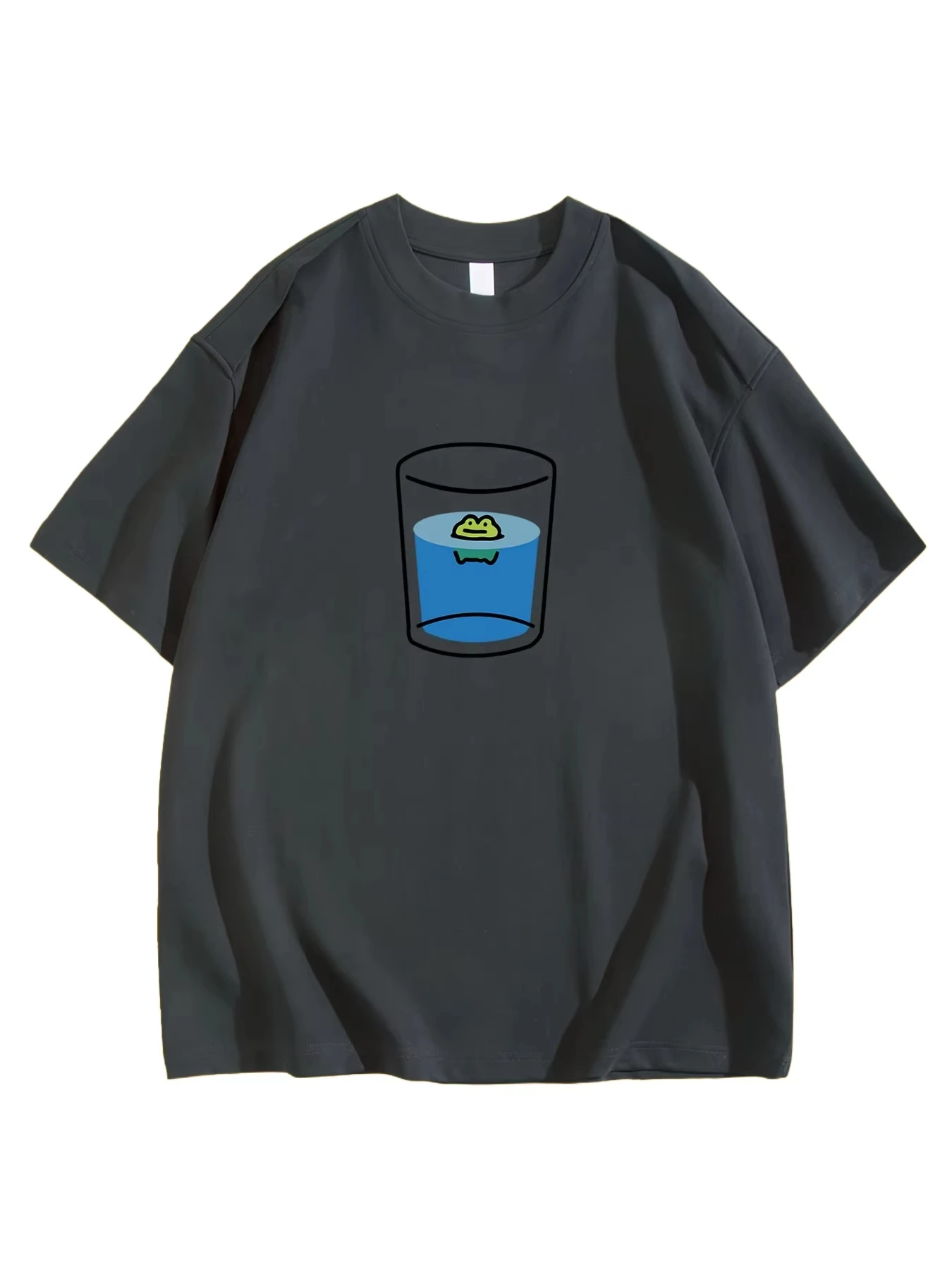 เสื้อยืดลายการ์ตูนผู้ชายผู้หญิงแฟชั่นยอดนิยมผ้าฝ้ายสีดำแขนสั้นทรงกลมใส่สบายสำหรับฤดูใบไม้ร่วง