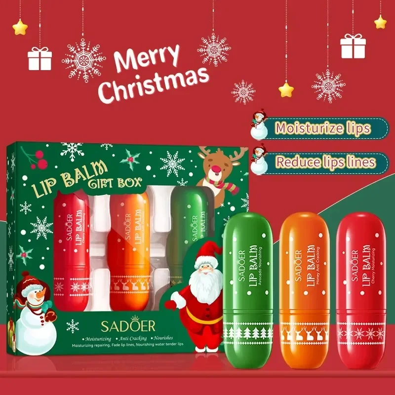 

Christmas Gift Nourishing Lip Balm Set Lip Long-lasting Moisturizer Deeply Hydrating Anti Cracking Moisturizing Gift to Women