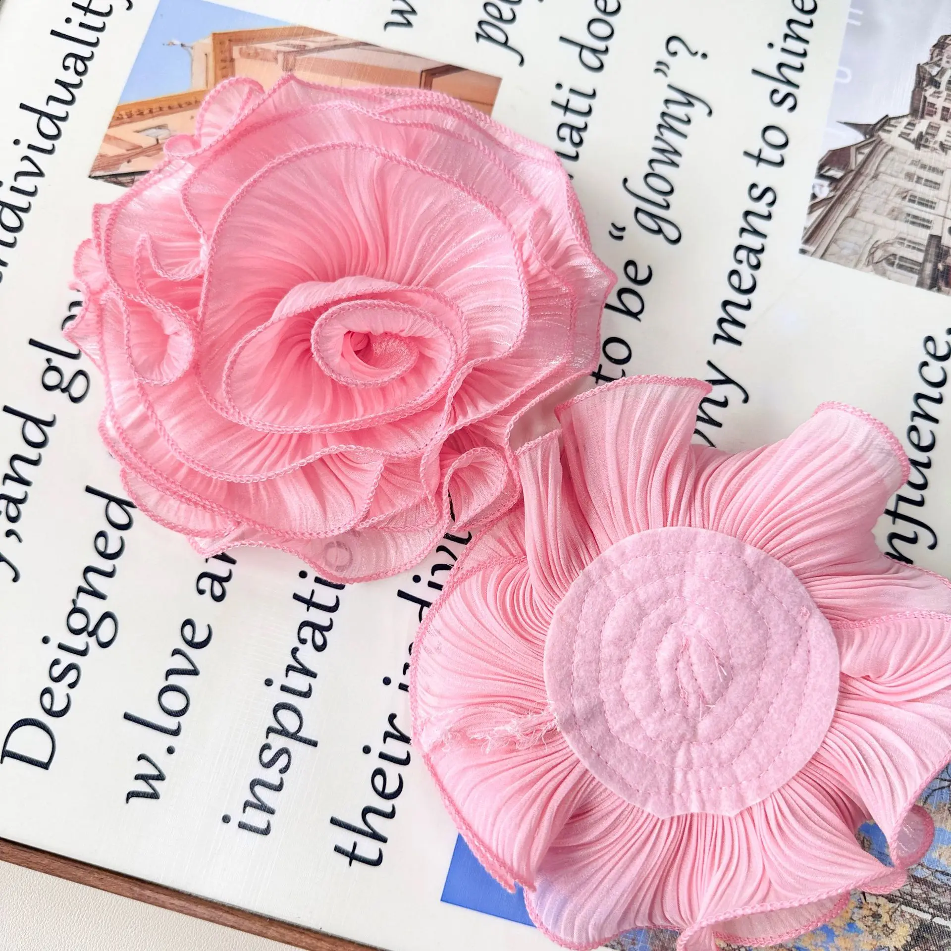 Hot selling and popular simple pink three-dimensional flower decoration chest flowers DIY accessories bridesmaid lace X307