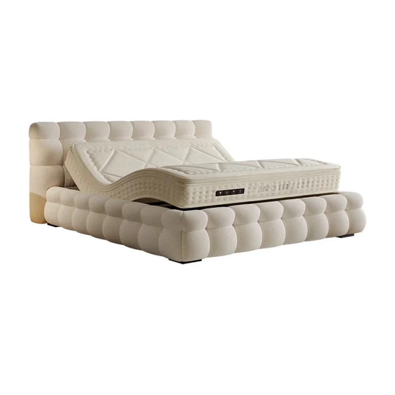 Whole house control Smart marshmallow electric bed Multifunctional lifting French cream wind floor simple double cloth bed