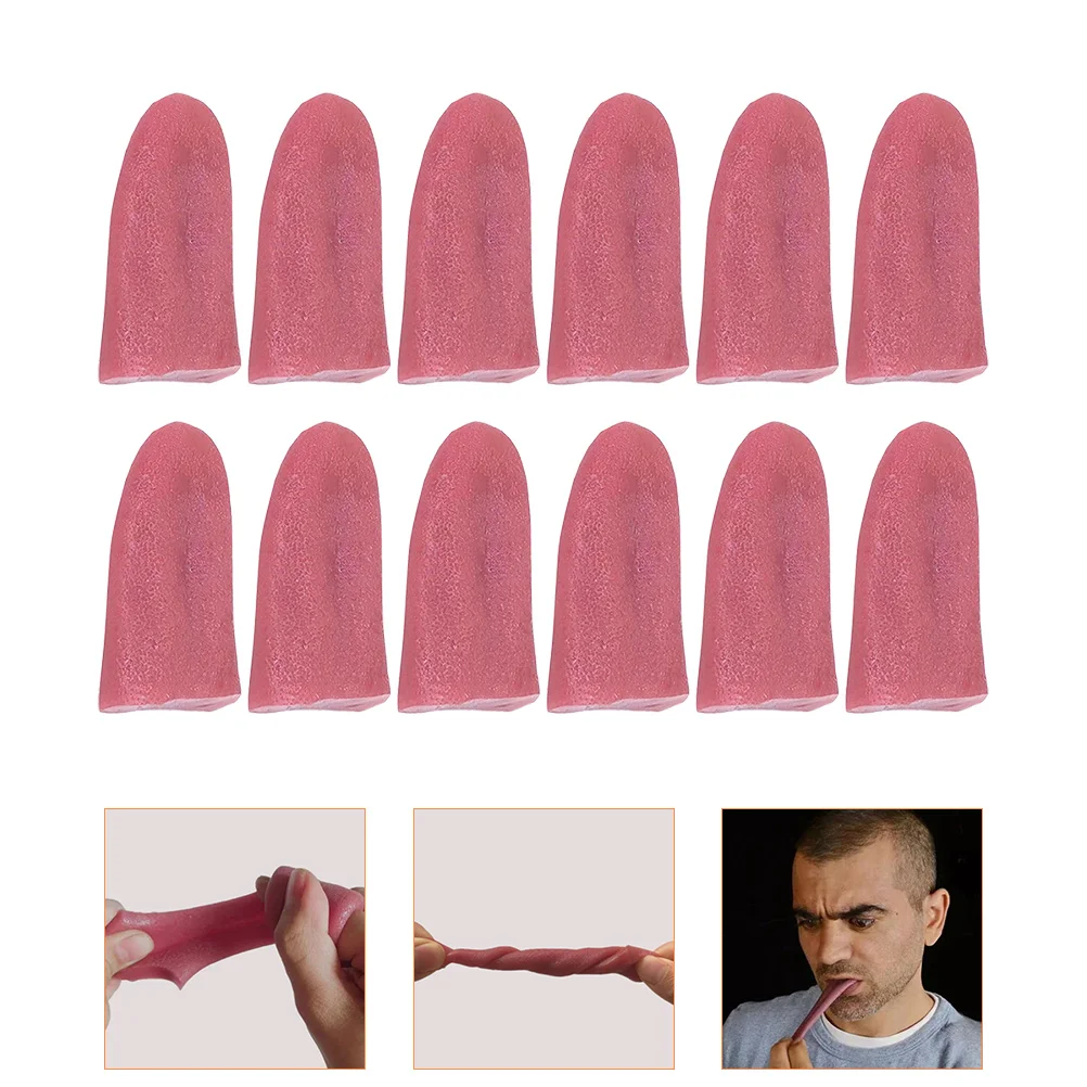 12Pcs  Fake Tongue Models Festival Tricky Props Scary Halloween Party Supplies