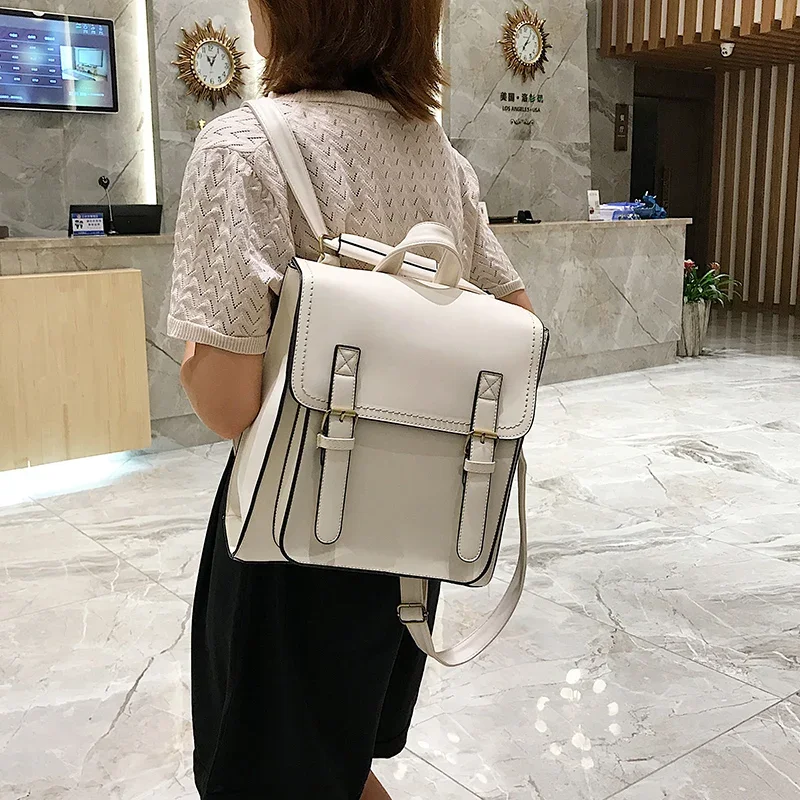 Vintage Backpack Female Pu Leather Bag Women\'s Backpack Fashion School Bag for Girls High Quality Leisure Shoulder Bag Sac A Dos