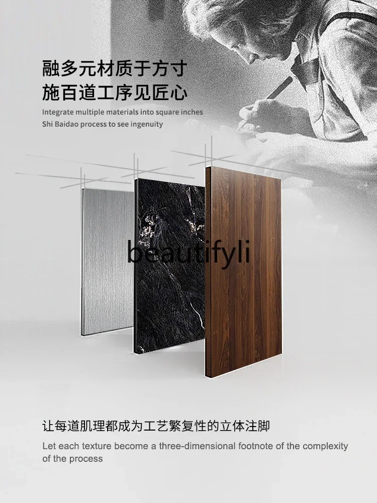 

A15 Side cabinet Italian minimalist wine cabinet living room storage modern light luxury wall integrated locker
