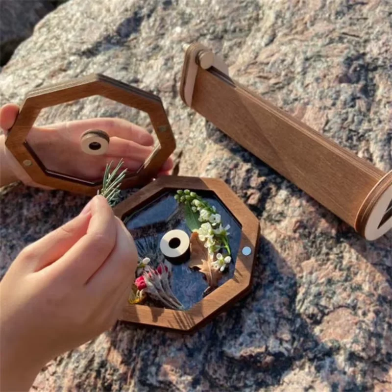 DIY Wooden Kaleidoscope Children's Handmade Outdoor 3D Rotating Education Puzzle Learning Supplies Parent Child Interaction