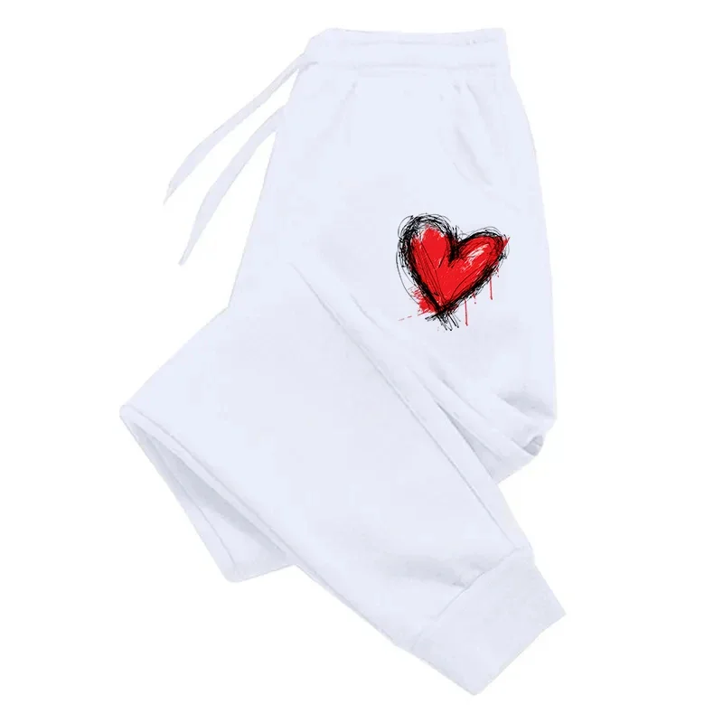 Womens Sweatpants Red Heart Printing Casual Trousers Jogging Sports Pants Outdoors Fashion Sportswear Daily Simple Street Pants