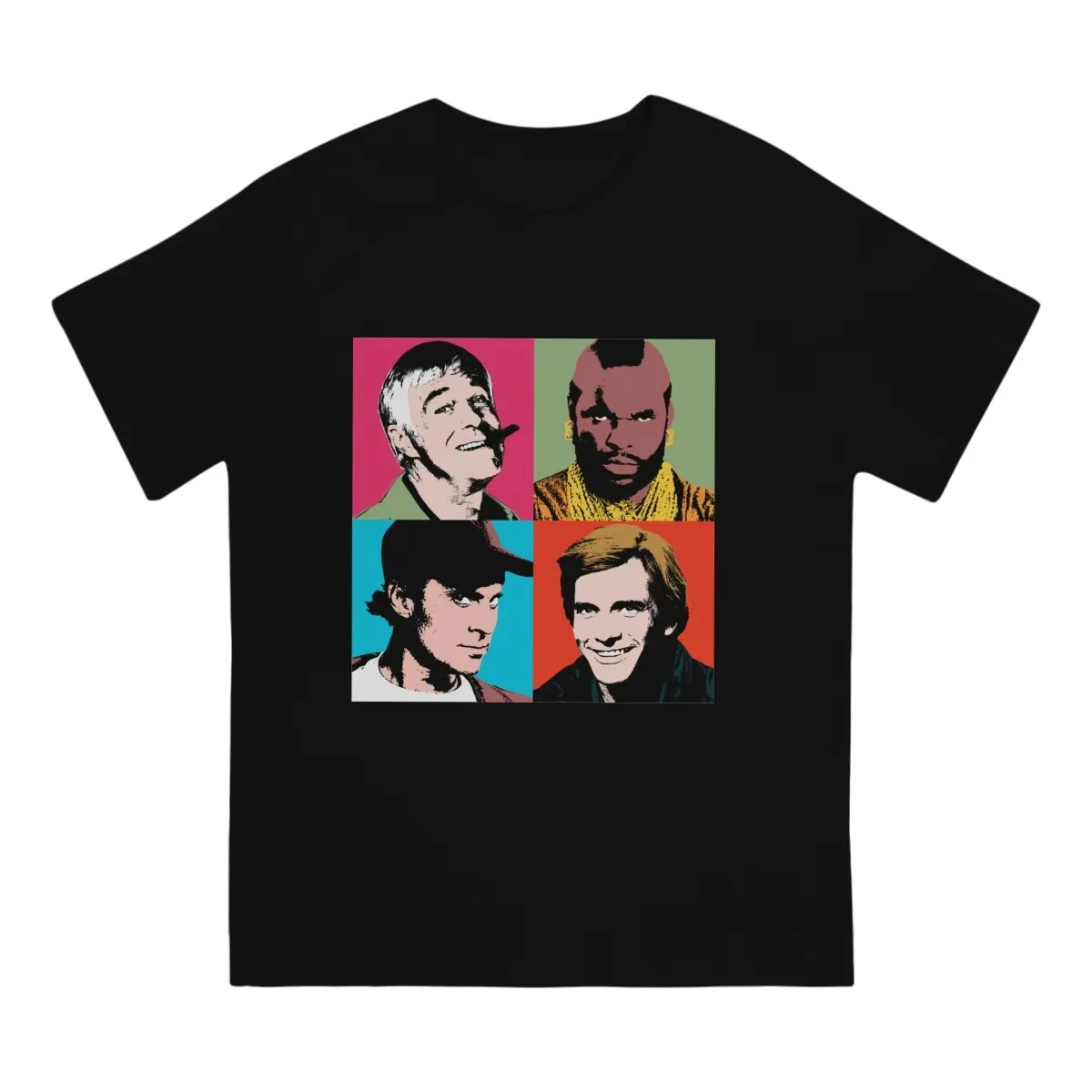 TShirt for Men Mashup TV 80s Round Collar Basic T Shirt