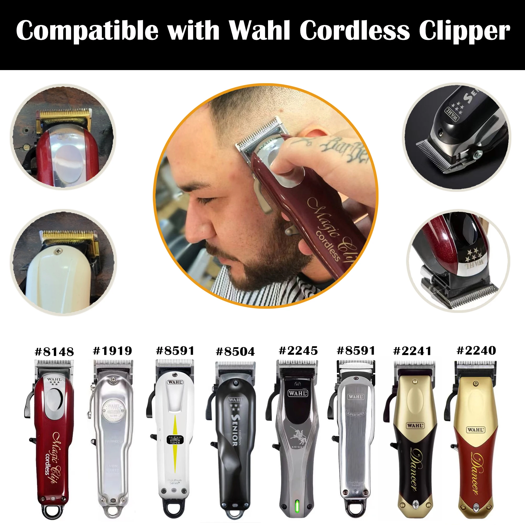 Confezione da 2 pezzi di tagliacapelli regolabile a 2 fori lame in argento dorato compatibili con la serie Wahl 5 stelle Cordless, Clipper con Clip