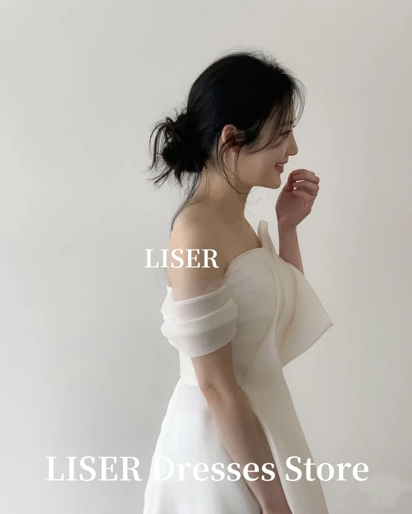 Liser الحبيب كوريا فساتين الزفاف صورة تبادل لاطلاق النار لينة الشيفون أكمام الطابق طول زي العرائس مشد الظهر ویزدينغ DersCustomized