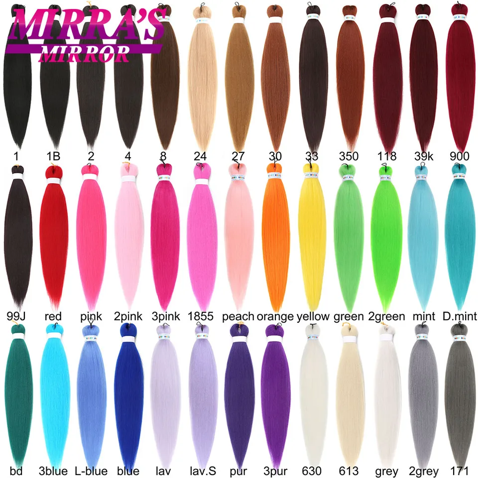 1/3/6 piezas extensiones para trenzas preestiradas yaki sintético crochet se ajusta con agua caliente verde rosa naranja amarillo 5
