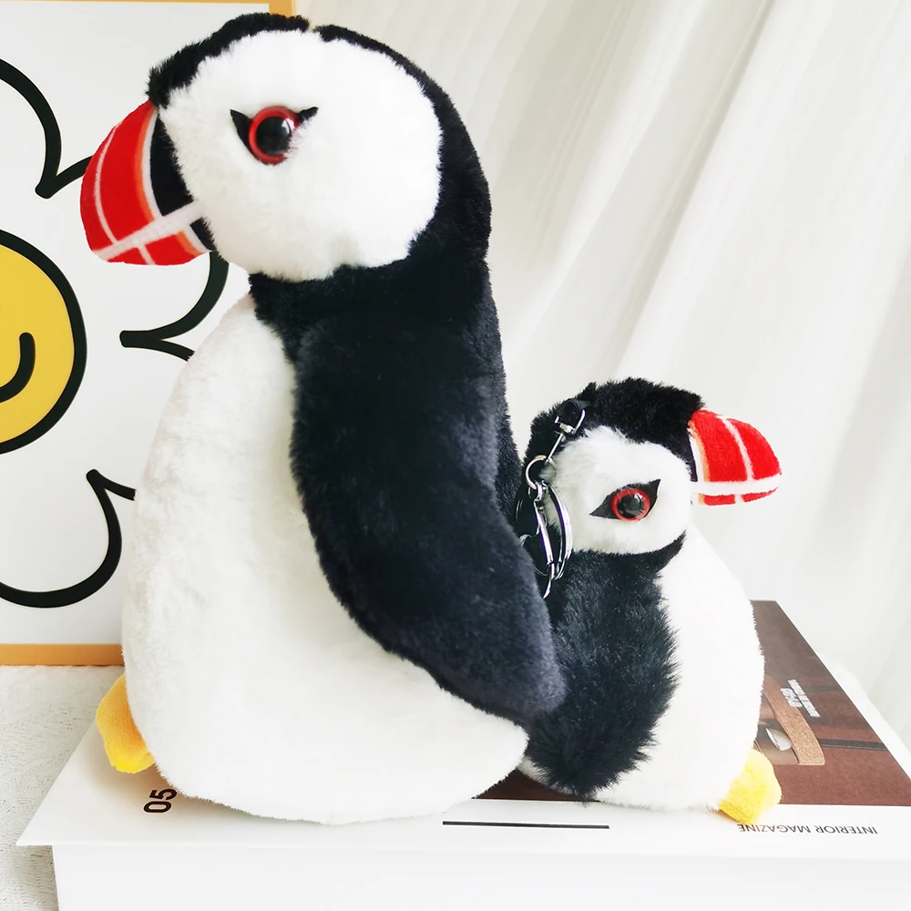 Adorable Nordic Style Puffin Plush Toys Keychain Stuffed Soft Puffin Fluffy Dolls Xmas Gift for Kids Girls Room Decoration