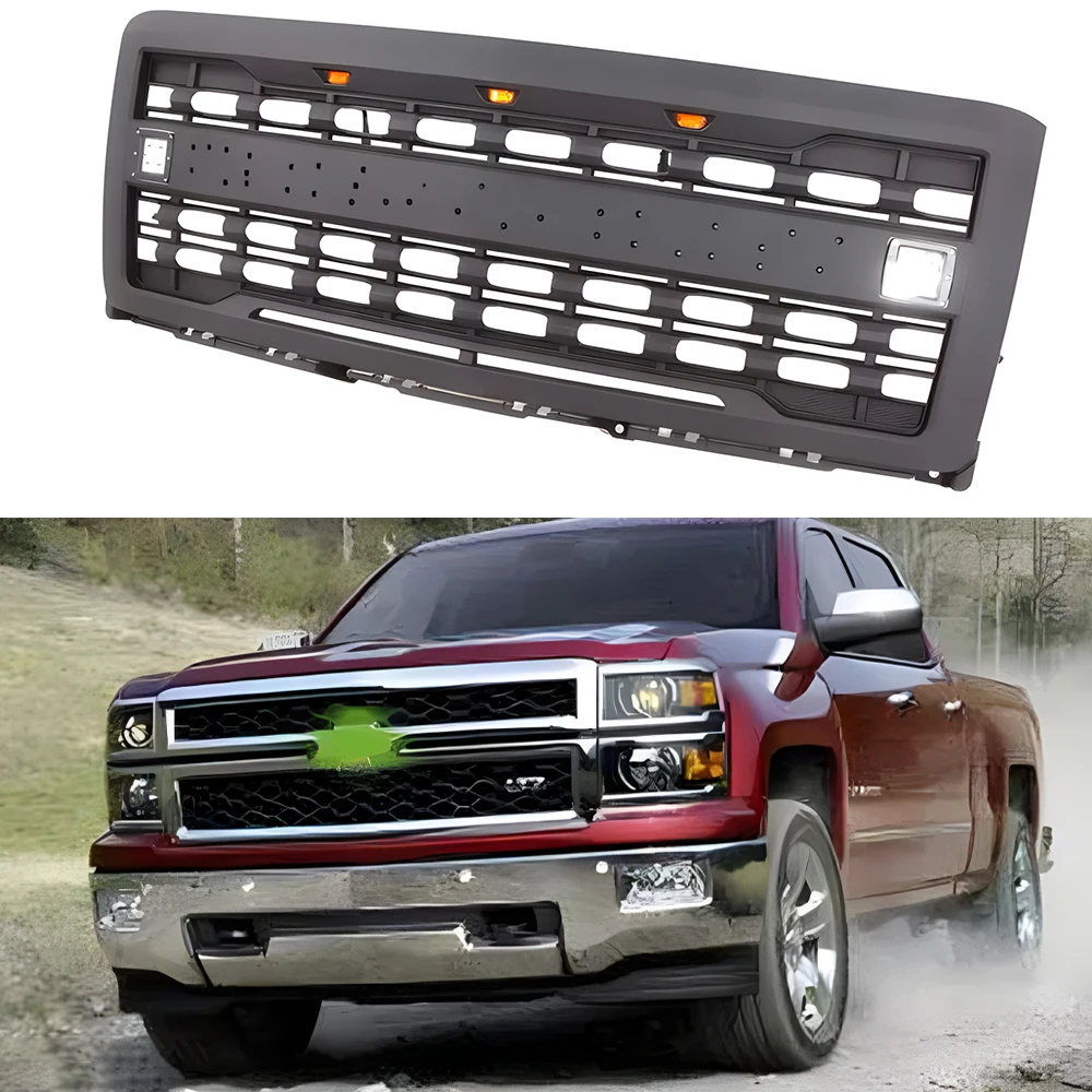 For Chevrolet Silverado 1500 2014-2015 Off road Front Car Bumper Grille odified With LED Lights Grill Racing Grills Grild