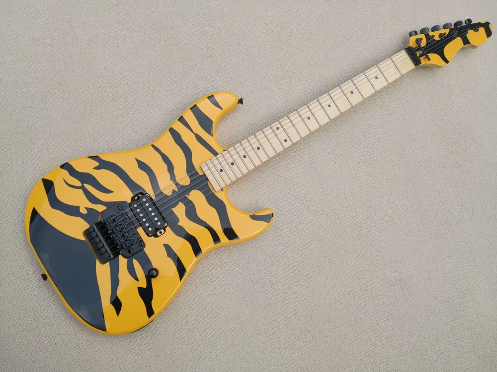 Yellow Body Electric Guitar With Black Hardware,Maple Neck,Provide customized service