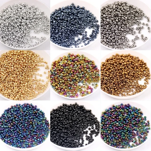 Rozmiar 2mm 3mm 4mm galwanizacja srebrny brąz metalowy kolor proso koraliki Diy ręcznie robiony naszyjnik sznurkowy rozrzucone koraliki