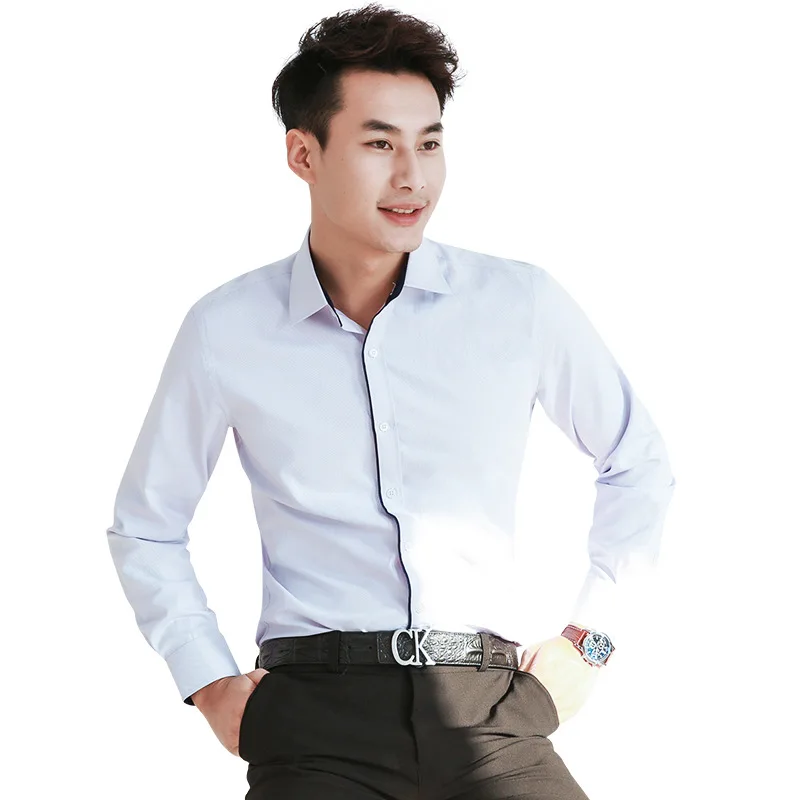New Young Elegant Men's Long Sleeve Shirt Professional Tooling White Shirt Luxury Fashion Business Casual Premium Social Clothes