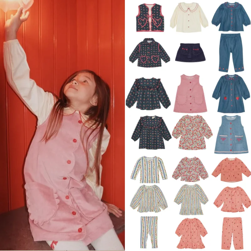 

Girls' Dress 2025 Autumn New Print Fashion Korean Version Children's Dress Pure Cotton Cute Doll Shirt Top Children's Clothing