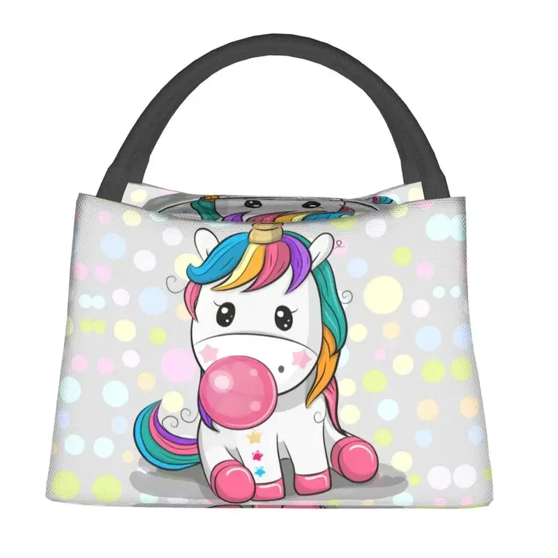 Custom Cute Unicorn Bubble Gum Lunch Bag Men Women Warm Cooler Insulated Lunch Boxes for Work Pinic or Travel