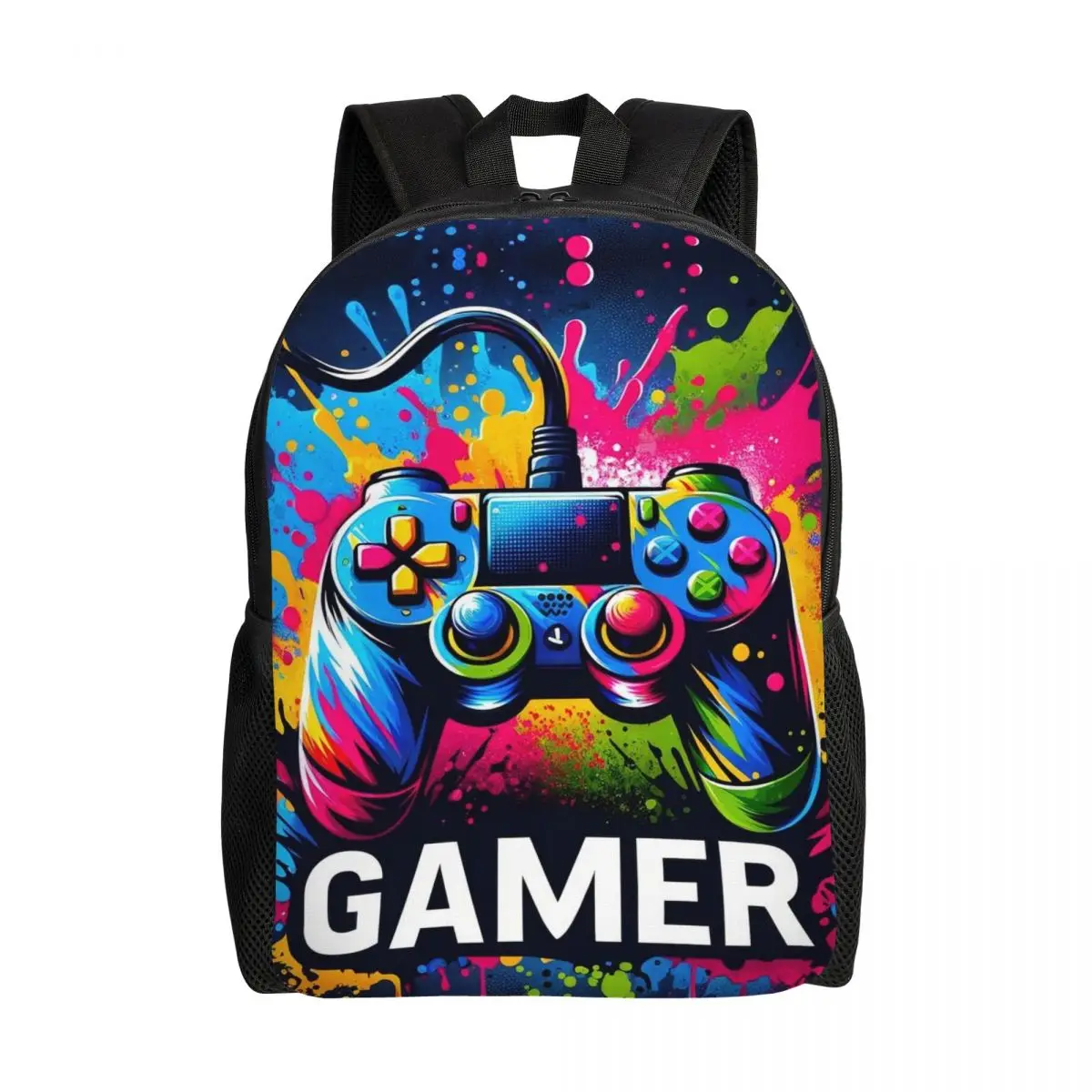 

Custom Game Gamepad Backpack for Women Men Waterproof School College Bag Printing Bookbag