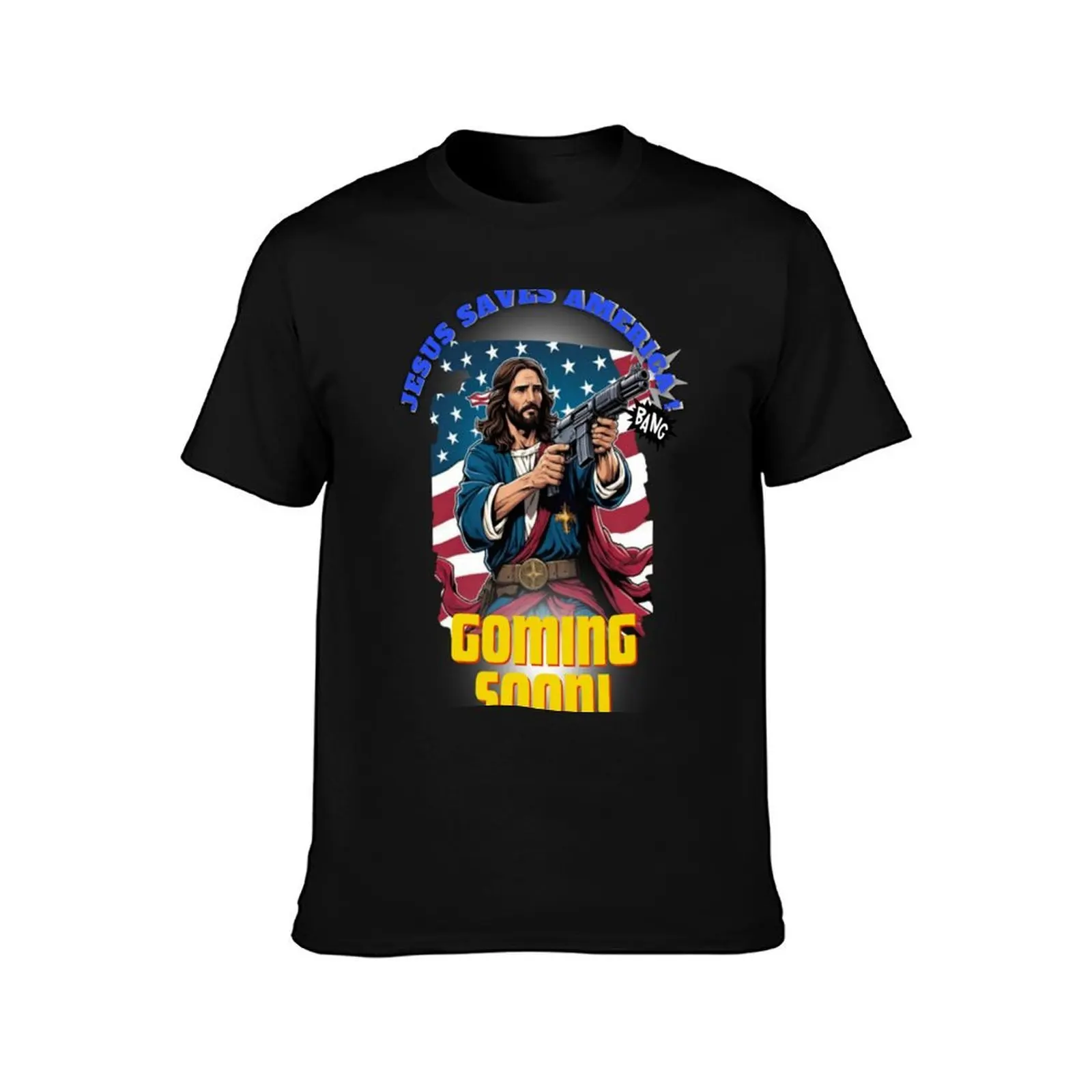 Jesus Saves America Coming Sun funny rifle tee T-Shirt Summer Casual Cotton Tee Unisex Men Women