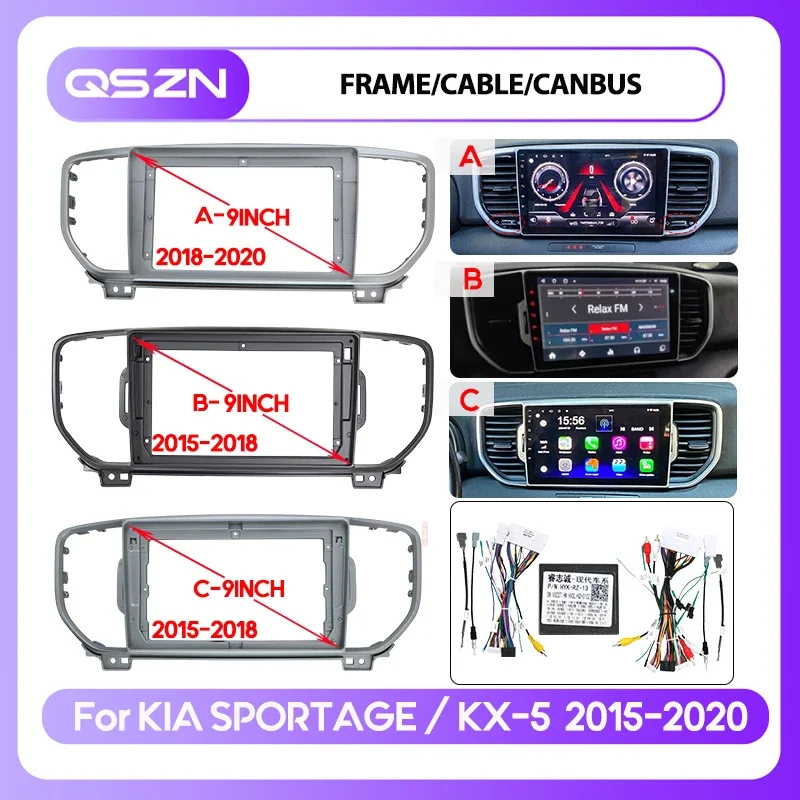 9inch Car Frame Fascia Adapter Canbus Box Decoder Android Radio Audio Dash Fitting Panel Kit For KIA SPORTAGE / KX-5  2015-2020