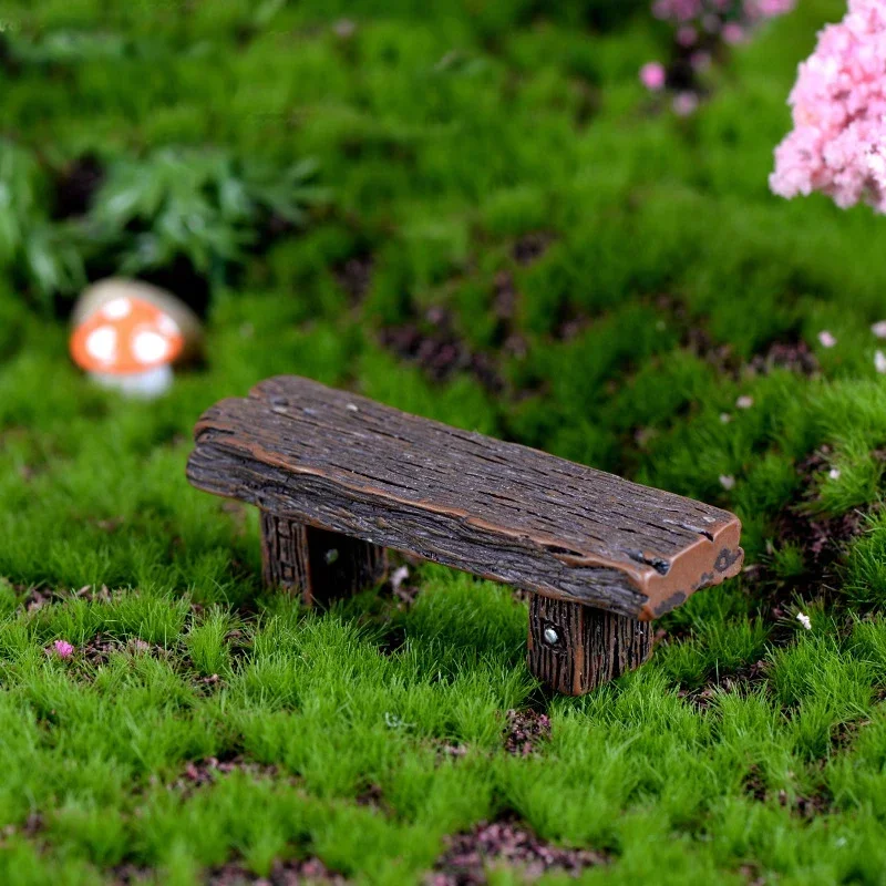 Newest Resin Crafts Succulents Bonsai Doll House Miniature Bench Stools Micro Landscapes Park Chair Figurines Micro Gnome Gift