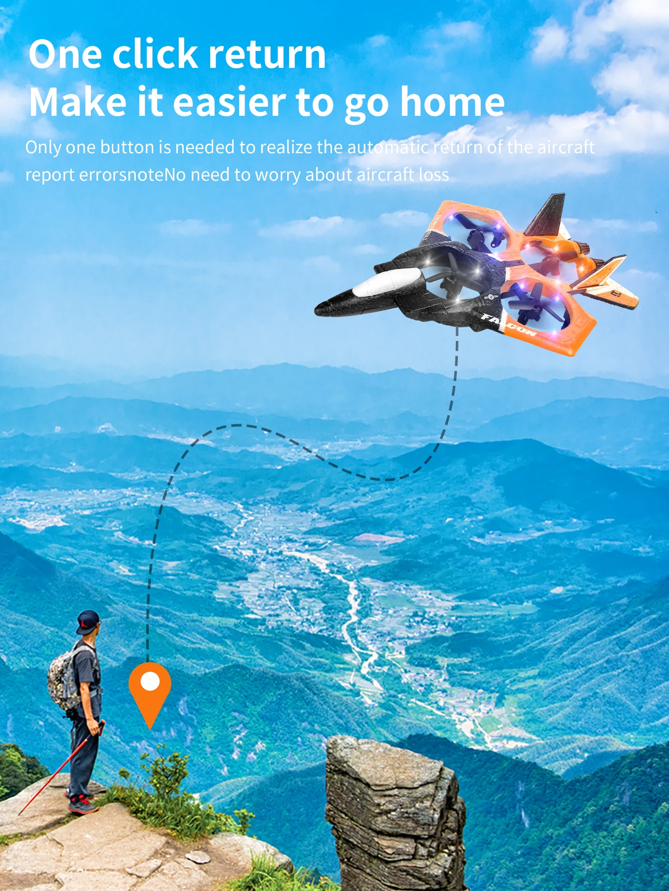 Aeronave de controle remoto -360 °   Anti queda dublê giratório e giratório LED quadcopter, modelo leve de brinquedo de caça