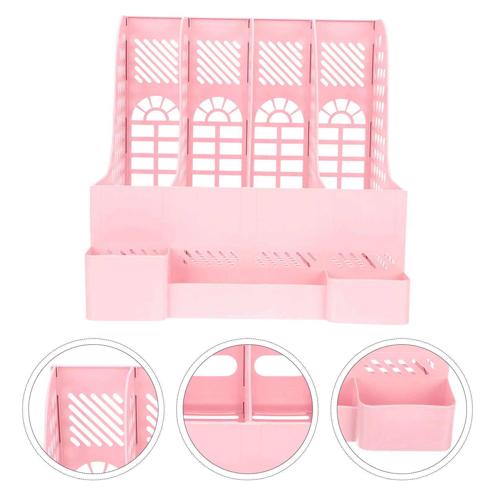 

Stable Reliable Document Organizer High Hardness Plastic Multi-Compartment Bookshelf Home Office Library Dormitory Use